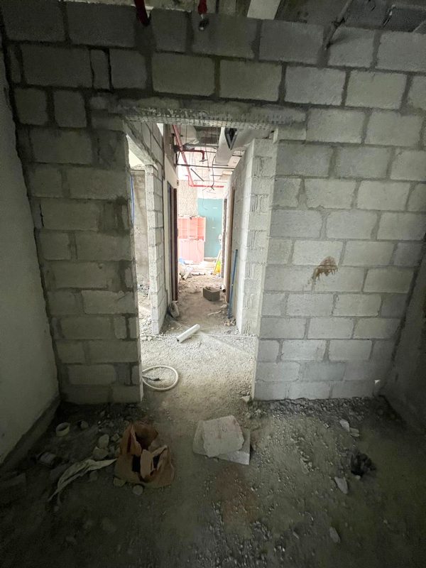 New door opening for bedroom 2 formed in blockwork